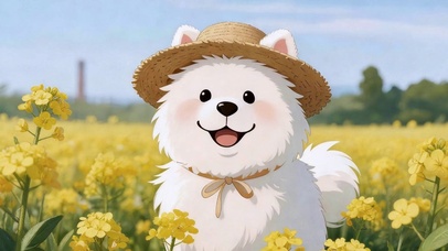 油菜花田草帽汪