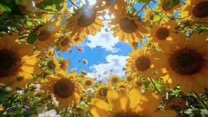 满眼都是蓝天向日葵