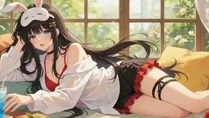 黑长直慵懒少女
