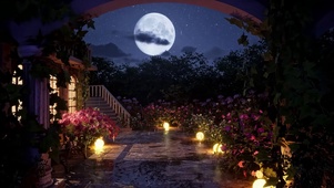 庭院星空月夜雨