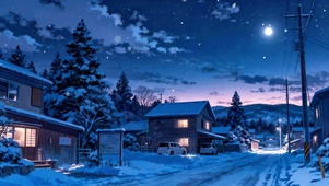 雪夜暖光