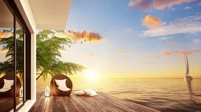 夕阳海边度假别墅