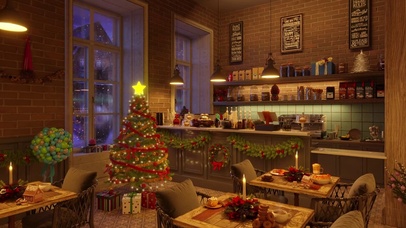 舒适的圣诞咖啡厅氛围