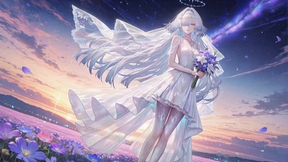 花田星空婚纱白发美少女