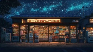 星空温暖灯光便利商店