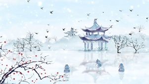 中国风山水雪景古风水墨风