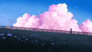 暮霞粉云