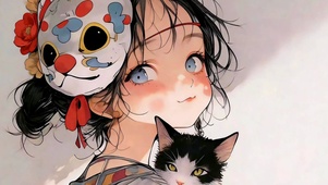面具少女与猫