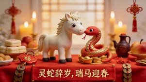 灵蛇辞岁，瑞马迎春