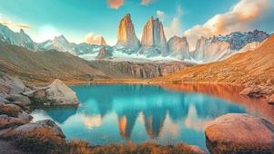 纯净高山湖泊倒影
