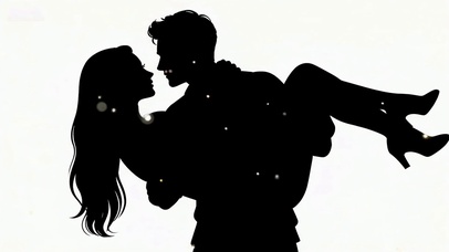 黑色剪影情侣亲密互动浪漫氛围感