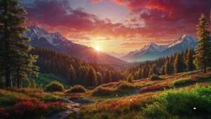 清晨高山日出