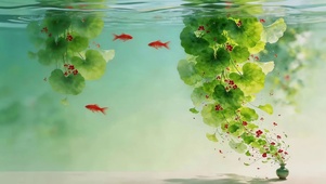 水下荷叶小鱼