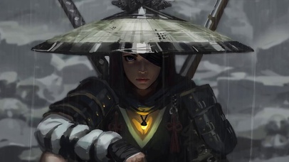 雨中的武士少女
