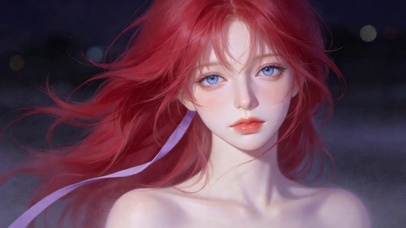 红发飘逸唯美蓝眼少女