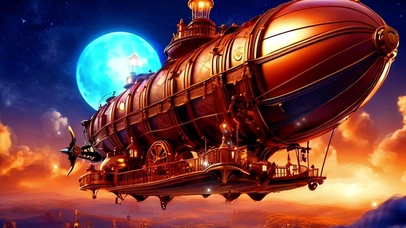 科幻蒸汽朋克飞艇