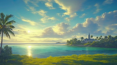 阳光清新热带岛屿