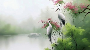 唯美 烟雾 花鸟 花草