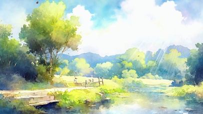 清新动漫风景 绿色壁纸