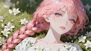 花海粉发少女