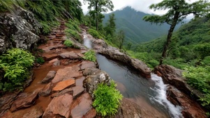 雨天静谧山林