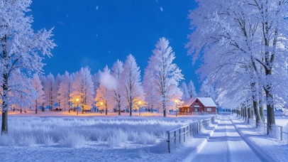 夜空冰雪冬景