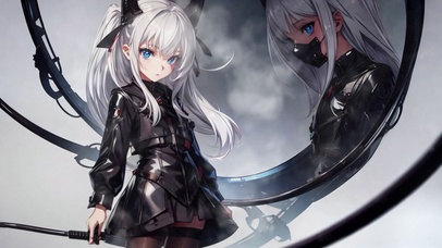 机甲风银发蓝瞳冷酷二次元美少女