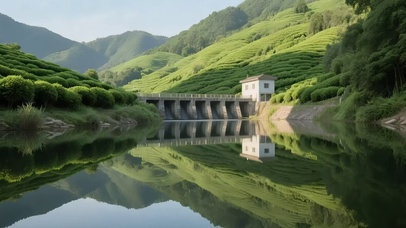 绿色护眼山谷水坝