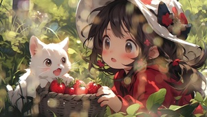 小女孩和猫咪