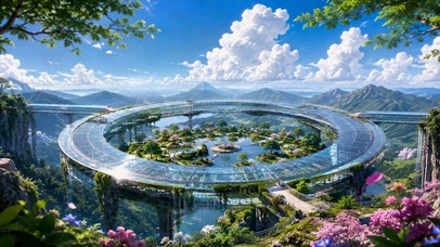 云端空中花园治愈风景