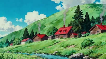 蓝天白云树木河流