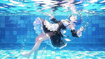 入水的女仆少女