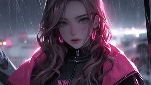 穿皮夹克的酷帅女生