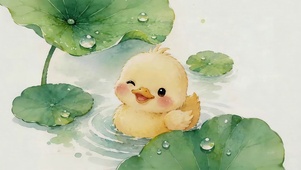 荷叶中的小鸭