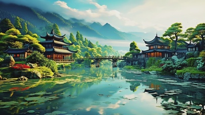 天光云影映碧池