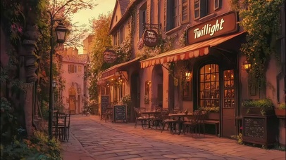 黄昏法式城市暮色建筑