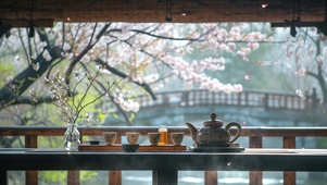 落花品茶