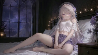 夜晚卧室二次元少女