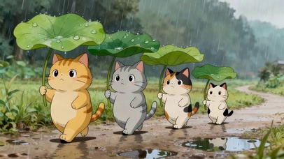 雨天散步的猫咪