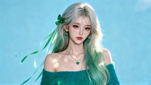 清新渐变绿发甜系美少女