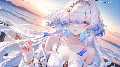 白毛海边女孩.莫宁