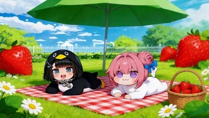 Q版萌妹草莓野餐