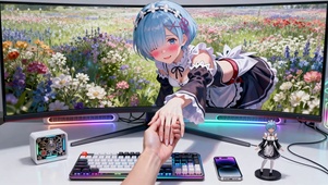 蓝发花海女仆装雷姆穿越屏幕互动