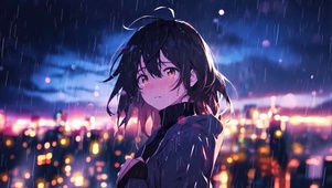 雨夜伤心的女孩