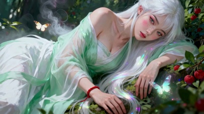 外野纯欲性感白发古风汉服女孩