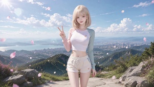 山顶白发美女