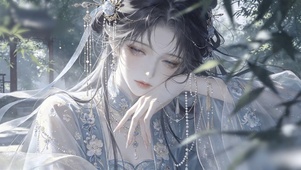 竹影小憩少女