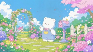 春日花园可爱小白熊