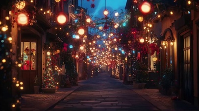 圣诞温馨静谧街道商店