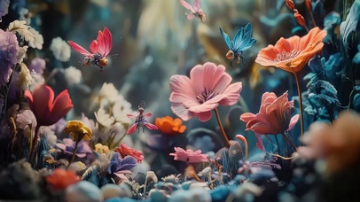 微观森林花朵植物蝴蝶